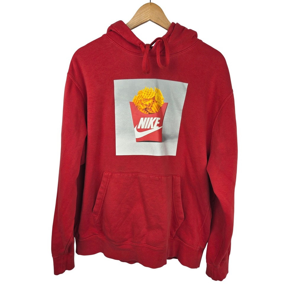 Nike Sole Food Pullover Hoodie Large Red Waffle Fries DM2274-657 Streetwear